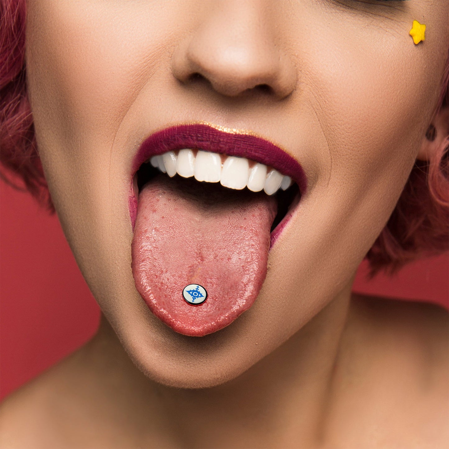 Glow in the Dark Black Anodized Evil Eye Barbell Tongue Ring by Onyx O