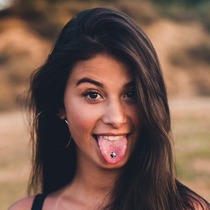 Cute Kitty Cat Yin Yang Barbell Tongue Ring by Onyx O