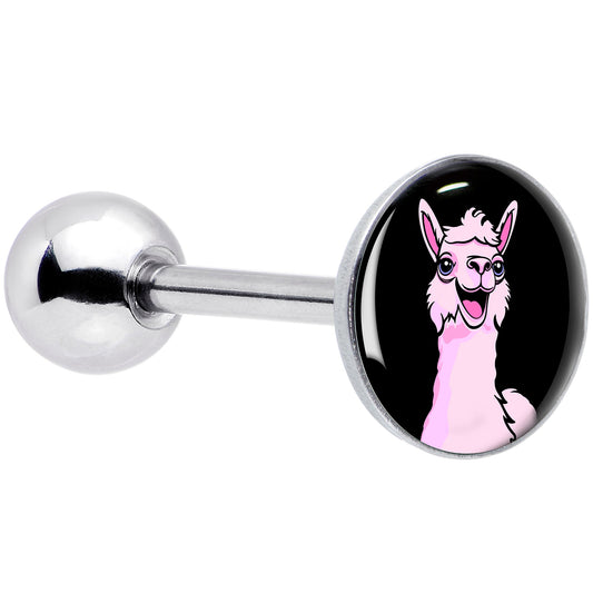 Pink Happy Llama Barbell Tongue Ring by Onyx O