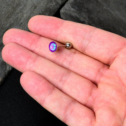 Purple Nautical Sand Dollar Barbell Tongue Ring by Onyx O