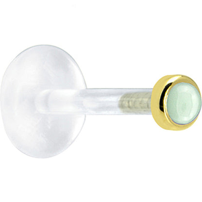 16G 5/16 Solid 14K Yellow Gold 2mm Genuine Aventurine Quartz Bioplast Tragus Earring Stud