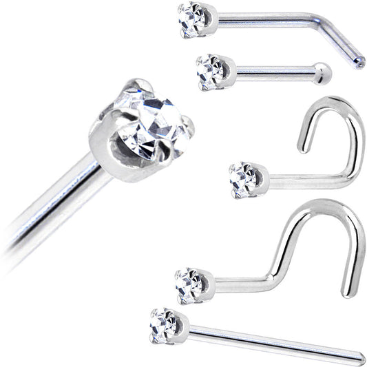 Platinum 1.5mm Genuine Diamond Nose Ring