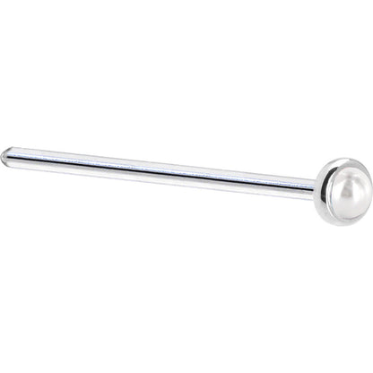Solid 14K White Gold 2mm Cultured Pearl Nose Ring