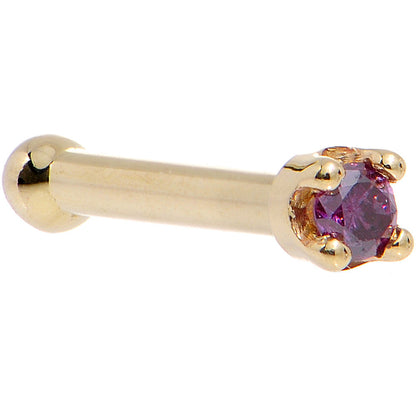 Solid 18K Yellow Gold 1.5mm Genuine Purple Diamond Nose Ring