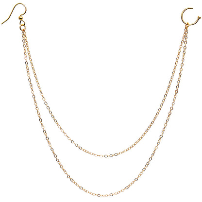 Handcrafted Pirate Booty Gold Plated Ear to Nose Chain 20G 5/16