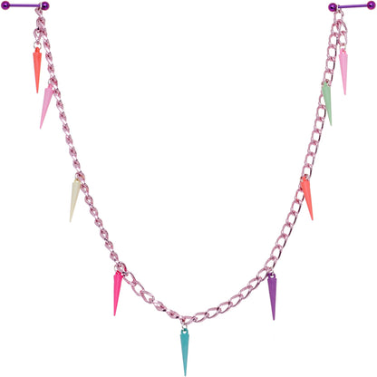 Handcrafted 14G 5/8 Retro 80s Purple Spike Dangle Nipple Chain