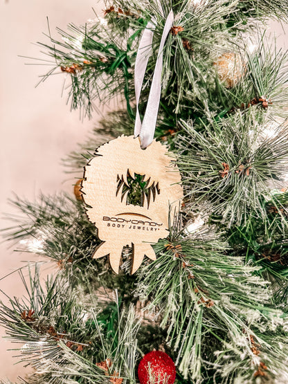 Wood Holiday Vampire Wreath Christmas Ornament