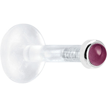 Solid 14K White Gold 2mm Genuine Rhodolite Garnet Bioplast Push in Monroe