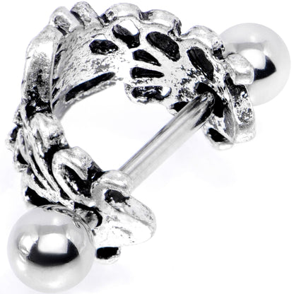 16G 1/2 Clear Gem Double Daisy Flower Cuff Cartilage Earring