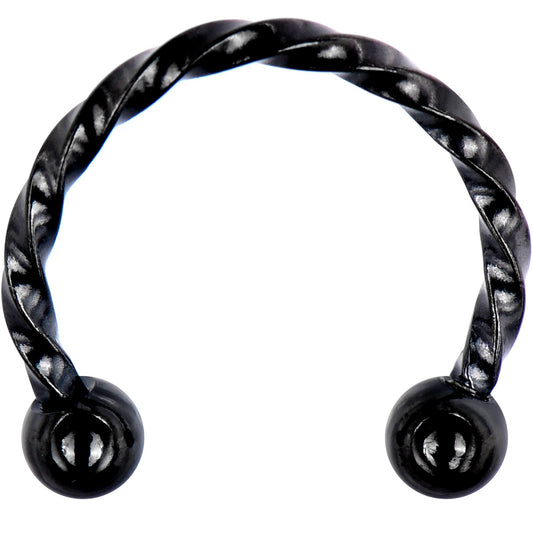 16G 3/8 Black Seriously Twisted Horseshoe Circular Barbell