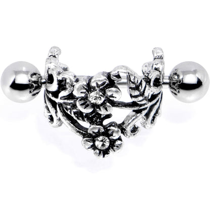 16G 1/2 Clear Gem Double Daisy Flower Cuff Cartilage Earring