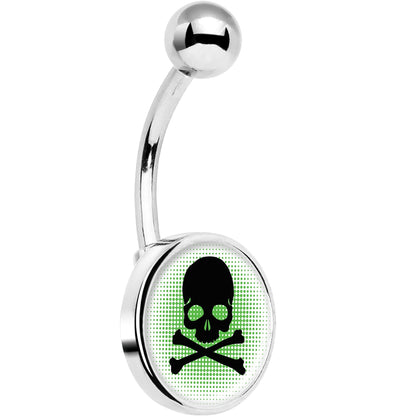 Green Black Skull Belly Ring