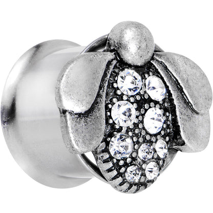 9/16 Clear Gem Steel Allow Me Ladybug Double Flare Tunnel Plug Set