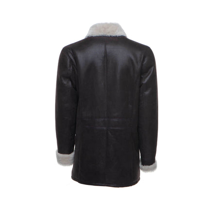 Handmade Jozef's 3/4 Length Brown Shearling Buttoned Coat