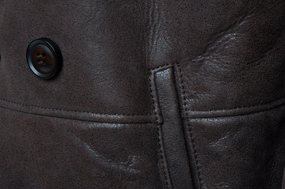 Handmade Jozef's 3/4 Length Brown Shearling Buttoned Coat