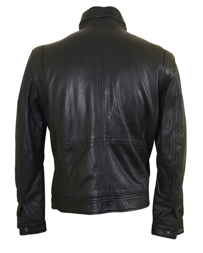 Handmade Benson Zip Up Leather Jacket With Flap Pockets