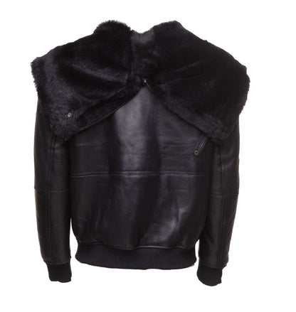 Handmade Gregos Varsity Style Sheepskin Shearling Jacket With Large Hoodie