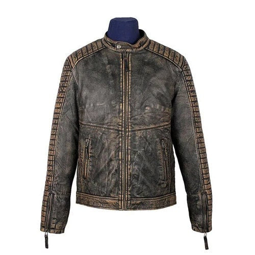 Handmade Men's Prato Black Leather Jacket