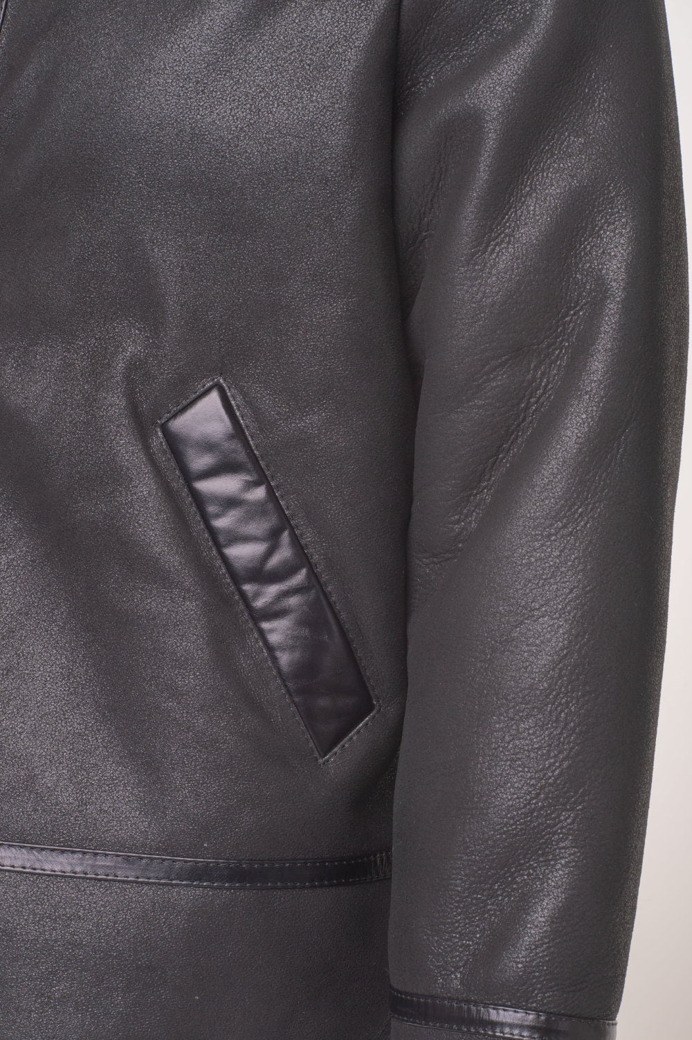 Handmade Black B3 Bomber Aviator Shearling Jacket