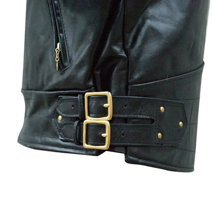 Handmade Brandford's Biker Style Leather Jacket With Quilted Stitching Details