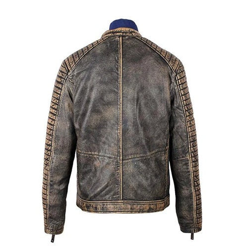 Handmade Men's Prato Black Leather Jacket