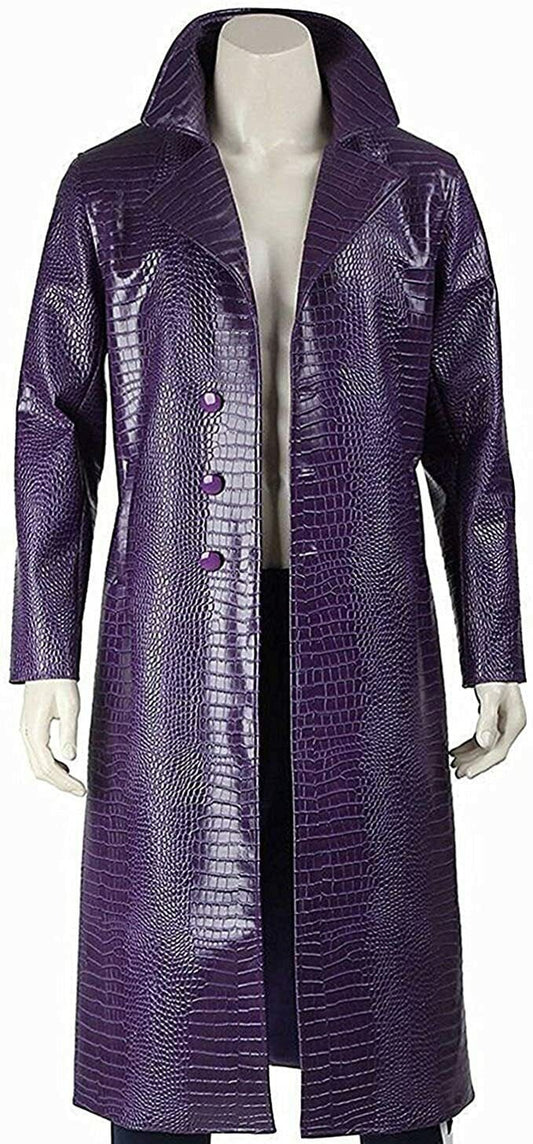 Handmade Jared Leto Joker Purple Trench Coat Cosplay Suicide Squad