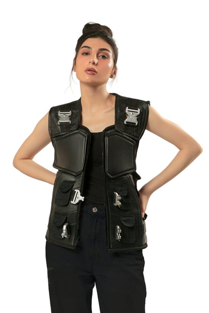 Handmade  Blade Wesley Snipes Handmade Cosplay Leather Vest for Women