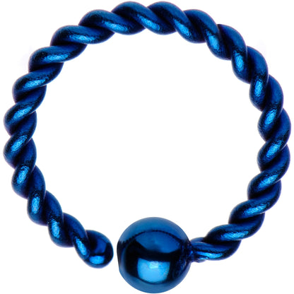 16G 5/16" Blue IP So Twisted Captive Style Seamless Ring