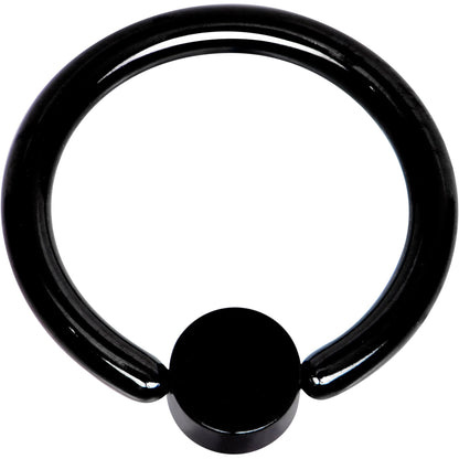 14G 3/8 White Faux Opal 4mm Disc Black BCR Captive Ring