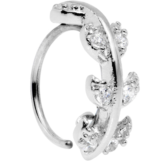 20G Clear CZ Gem Leafy Seamless Circular Ring