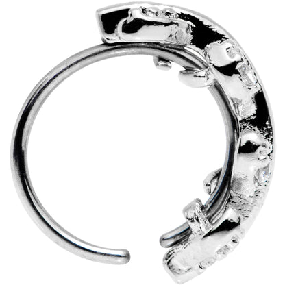 20G Clear CZ Gem Leafy Seamless Circular Ring