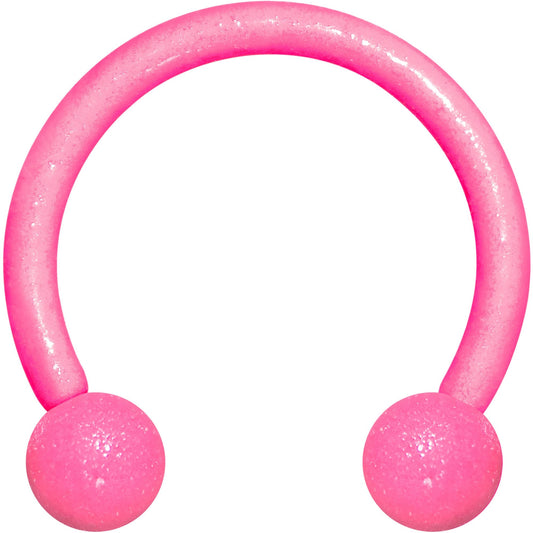16G 3/8 Pink Glow in the Dark Horseshoe Circular Barbell