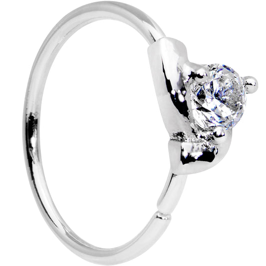 20G 3/8 Clear Gem Pronged Seamless Circular Ring
