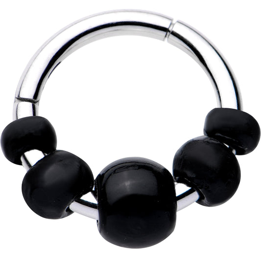 16G 5/16 Black Chunky Beads Hinged Segment Ring