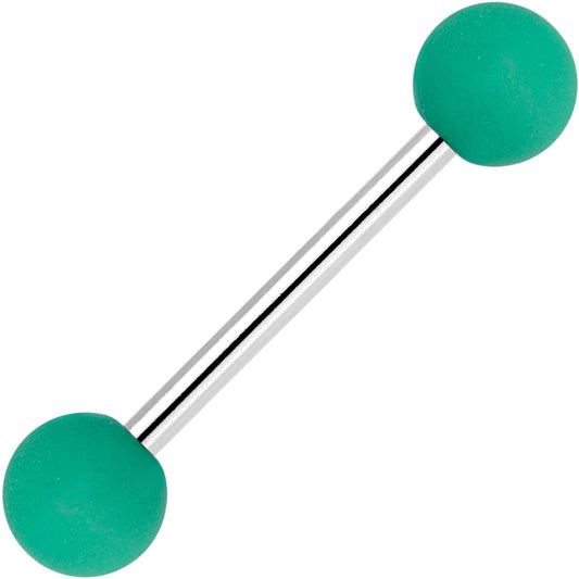 Green Silicone Coated Acrylic Ball End Barbell Tongue Ring