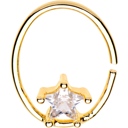 20G 3/8 Clear Star CZ Gem Gold Tone Circular Seamless Ring